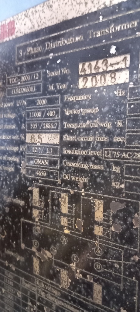  transformers Step-Down 11000 V 400 V 2000 kVA